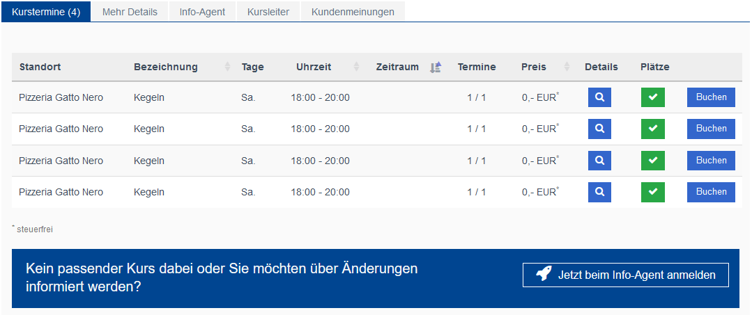 Buchungsportal Platzhalter-Kegeln