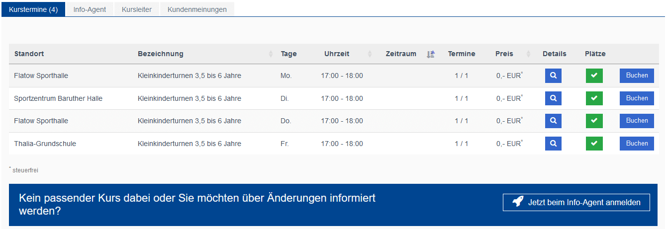 Buchungsportal Platzhalter-Kleinkinderturnen