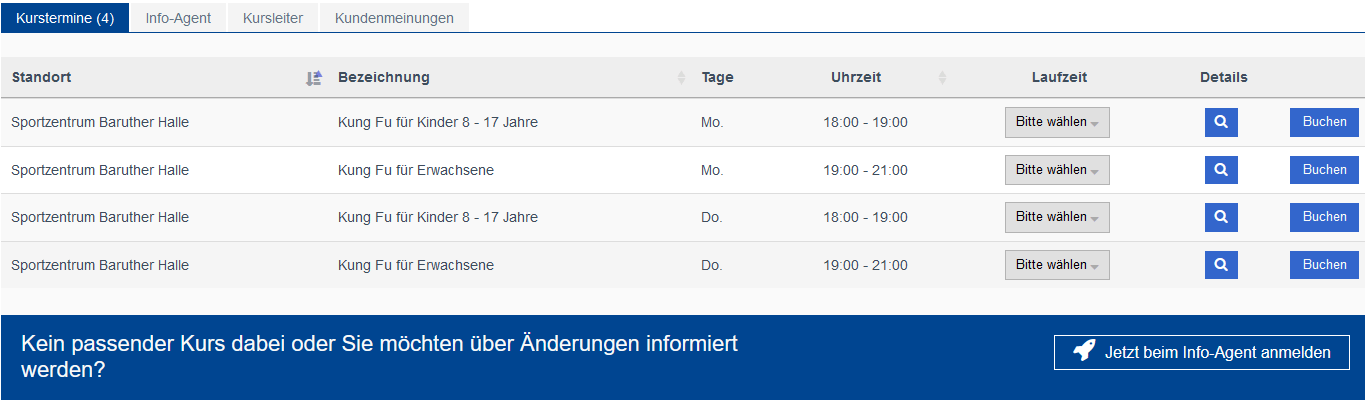 Buchungsportal Platzhalter-KungFu