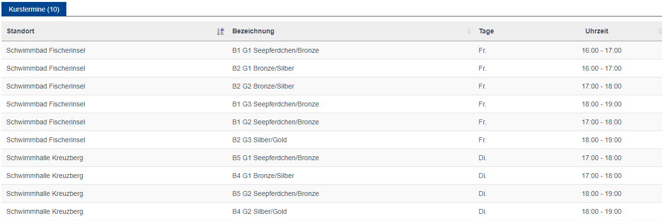 Buchungsportal Platzhalter-Trainingszeiten-Schwimmen