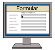 Bild vom Computer mit Formular zum Ausfüllen
