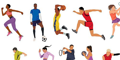 Viele Menschen machen verschiedenen Sportarten