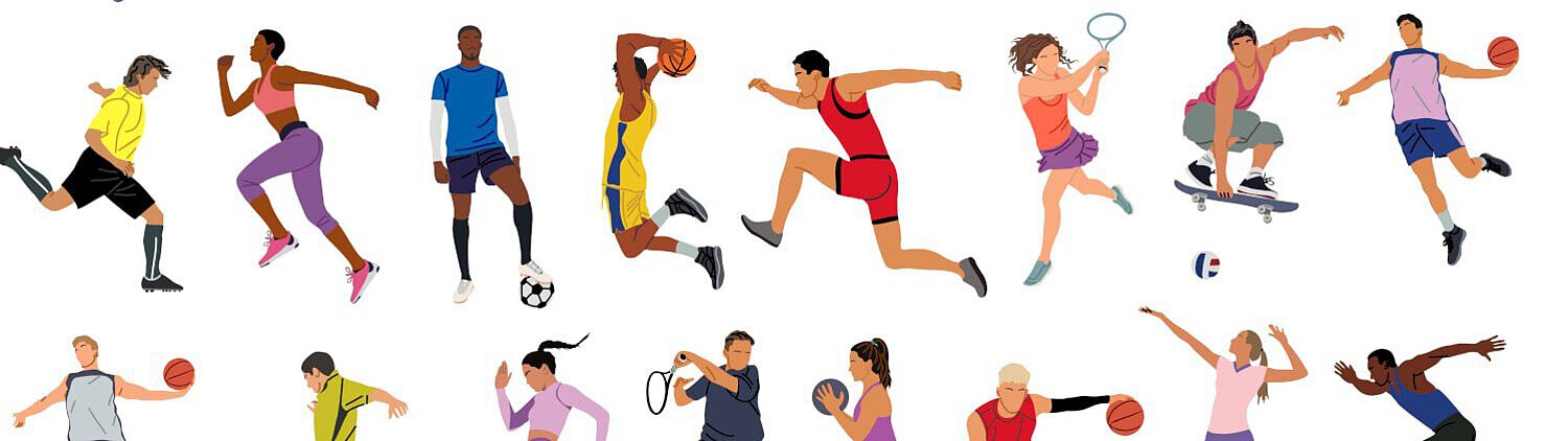 [Translate to Leichte Sprache:] Viele Menschen machen verschiedenen Sportarten