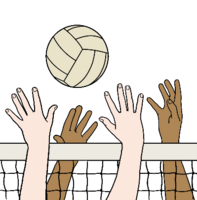 Hände die Volleyball spielen